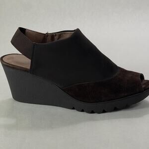 Donald J Pliner Sandals Womens 8.5 M Black Leather Elastic Wedge Mynne Shoes